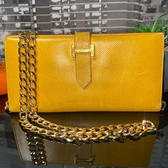 Hermes Handbags - Authentic HERMES Bearn Chevre Leather Long Bifold Wallet